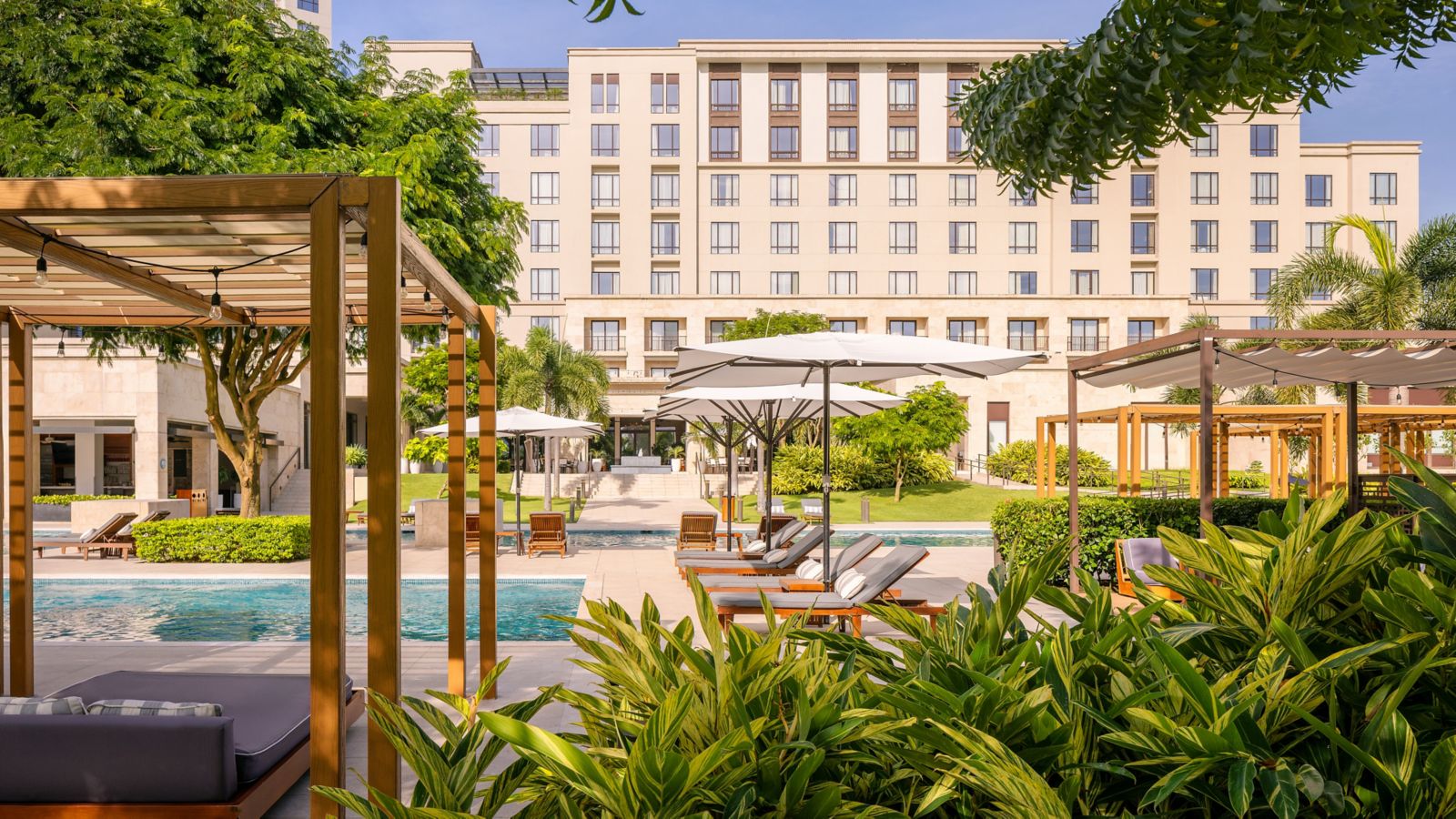 The landscaped pool at The Santa Maria resort
